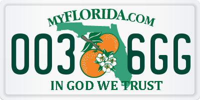 FL license plate 0036GG