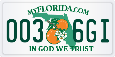 FL license plate 0036GI