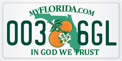 FL license plate 0036GL