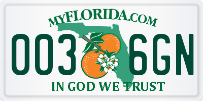FL license plate 0036GN