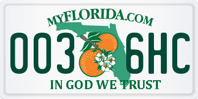 FL license plate 0036HC