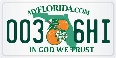 FL license plate 0036HI