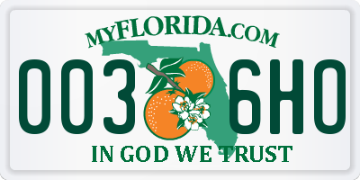 FL license plate 0036HO