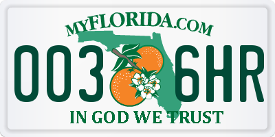 FL license plate 0036HR