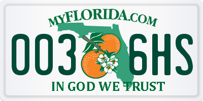FL license plate 0036HS