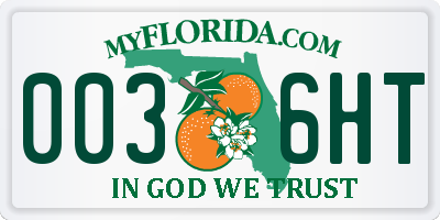 FL license plate 0036HT