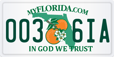FL license plate 0036IA