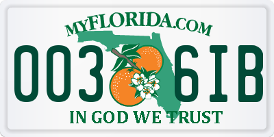 FL license plate 0036IB