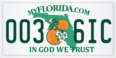 FL license plate 0036IC