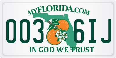 FL license plate 0036IJ