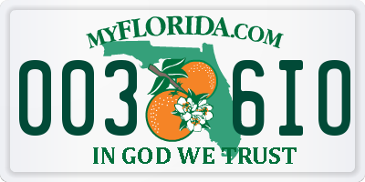 FL license plate 0036IO