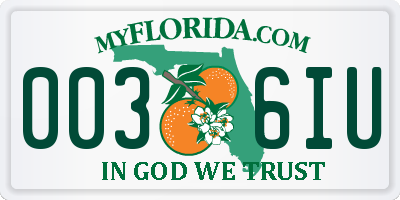 FL license plate 0036IU