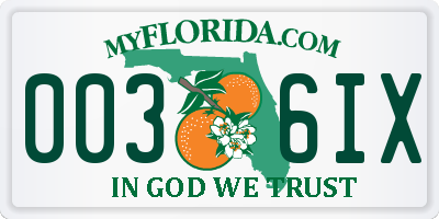 FL license plate 0036IX