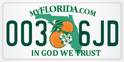 FL license plate 0036JD