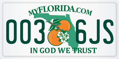 FL license plate 0036JS