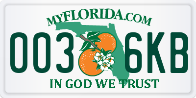 FL license plate 0036KB