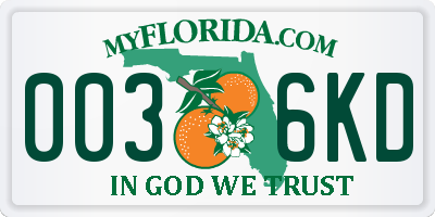 FL license plate 0036KD