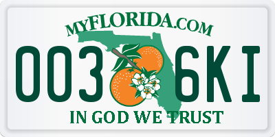 FL license plate 0036KI