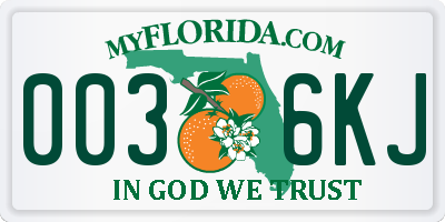 FL license plate 0036KJ