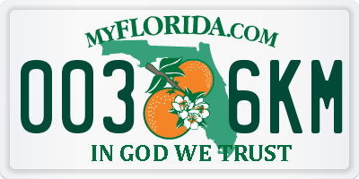 FL license plate 0036KM