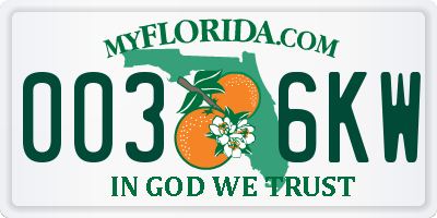 FL license plate 0036KW