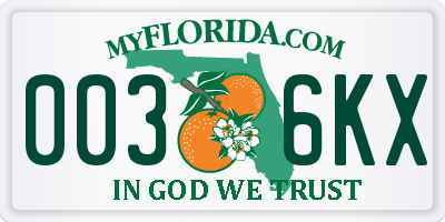FL license plate 0036KX