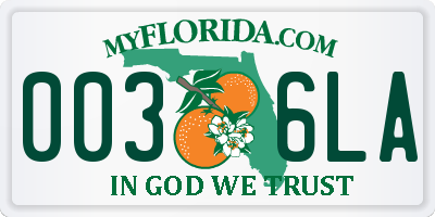 FL license plate 0036LA