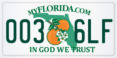 FL license plate 0036LF
