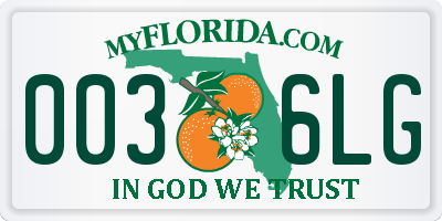 FL license plate 0036LG