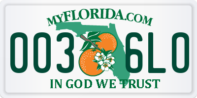 FL license plate 0036LO