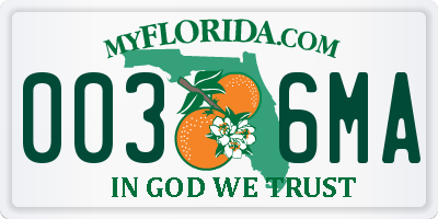FL license plate 0036MA