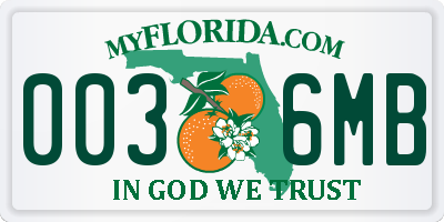 FL license plate 0036MB