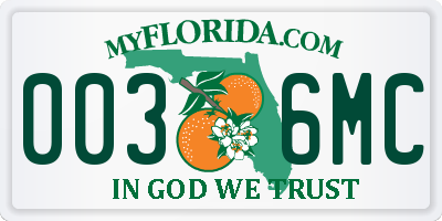 FL license plate 0036MC