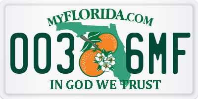 FL license plate 0036MF
