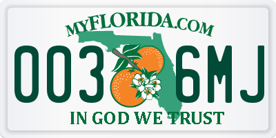 FL license plate 0036MJ