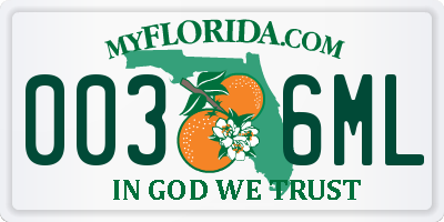 FL license plate 0036ML