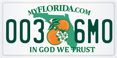 FL license plate 0036MO