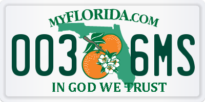 FL license plate 0036MS