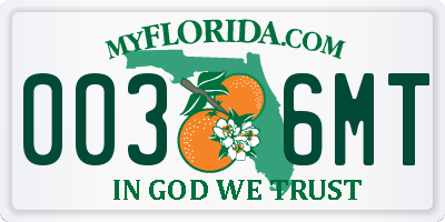 FL license plate 0036MT