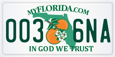 FL license plate 0036NA