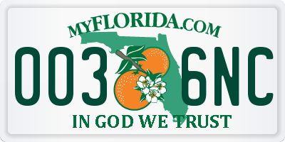 FL license plate 0036NC