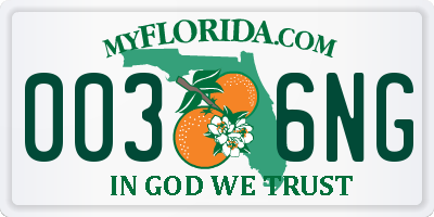 FL license plate 0036NG