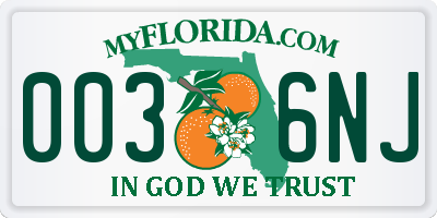 FL license plate 0036NJ