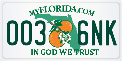 FL license plate 0036NK
