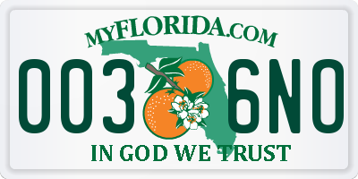 FL license plate 0036NO