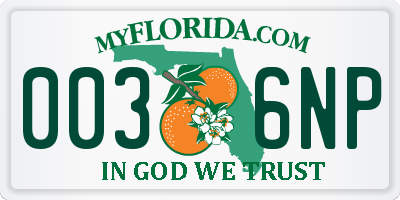 FL license plate 0036NP