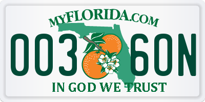 FL license plate 0036ON