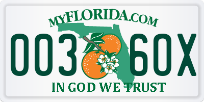 FL license plate 0036OX