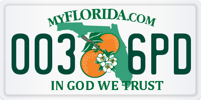 FL license plate 0036PD