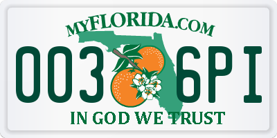 FL license plate 0036PI